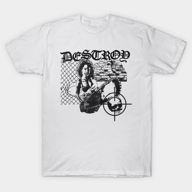 Destroy - Hardcore Punk Design - White T-Shirt by Vortexspace